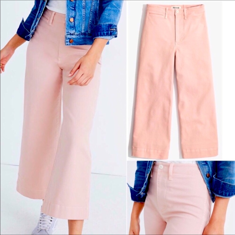 MADEWELL Emmett Wide-Leg Crop Pants Sz 23 Pink